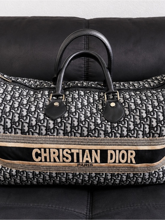 Dior Handbags - Dior Black & Beige Monogram Duffle Bag